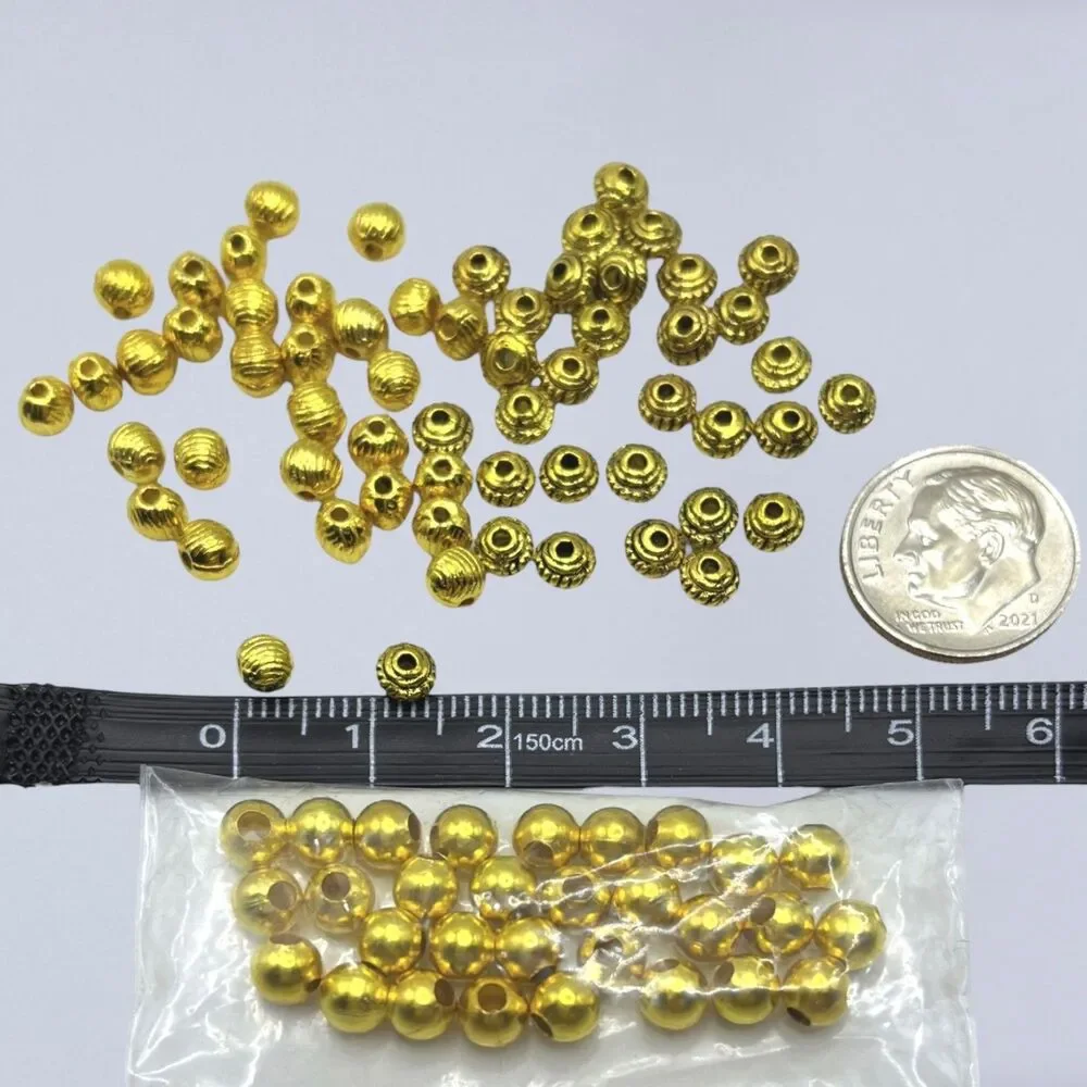 Mixed Lot Beads Faceted Glass Gemstones Gold Tone Metal Crystal Jewelry Findings